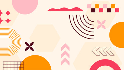 Abstract geometric design suitable for backgrounds, posters, website headers, and digital art projects. Versatile shapes and colors create a dynamic visual impact.