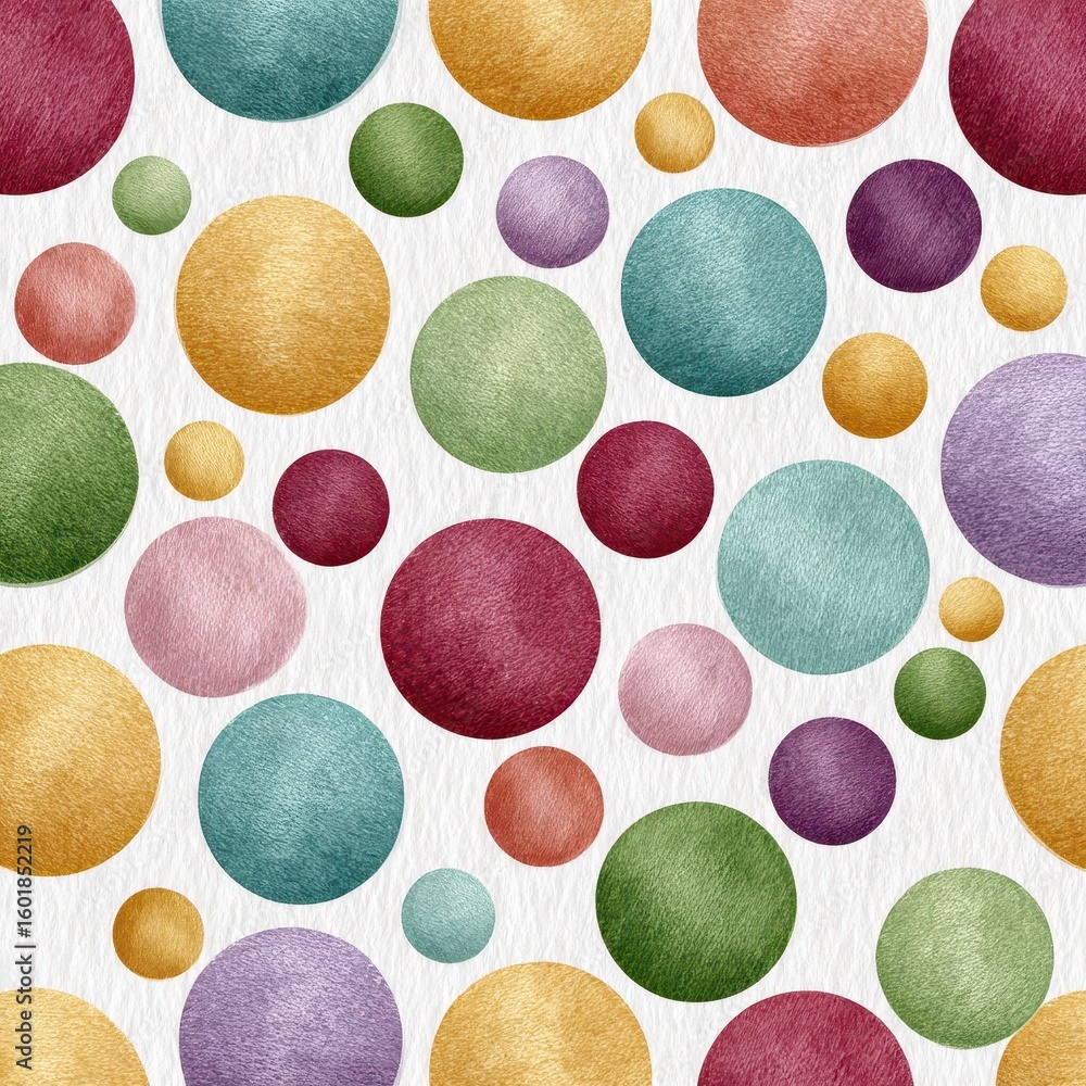 Poster multicolored textured circles pattern on white background