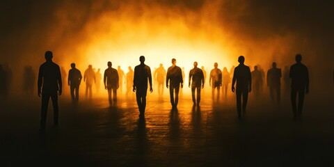 A mysterious world where dark silhouettes of people move independently of light sources