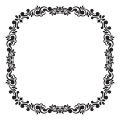 Oriental vector frame with arabesques and floral elements