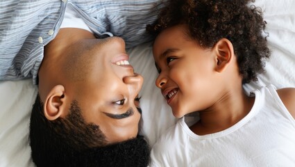 Father and Child Bonding on Bed - Intimate Moment of Connection