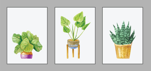 Set of 3 watercolor flower market prints, minimalist floral prints, botanical prints, bedroom wall decor, living room wall art, office, etc.