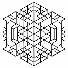 recursive geometric pattern expanding into smaller repeating shapes with seamless scaling