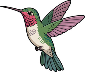Fototapeta premium A vibrant illustration of a hummingbird in flight, showcasing the beauty of nature transparent png vector
