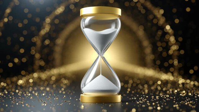 A conceptual illustration of an elegant hourglass merging with symbols of wealth, representing time as the true form of prosperity.
