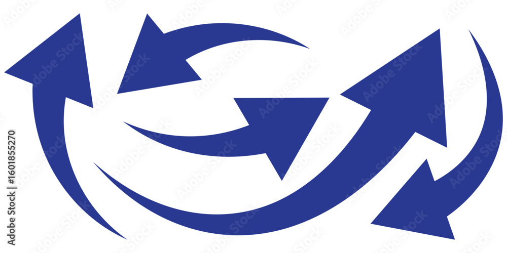 Poster set long blue curve arrow icon vector . blue curve arrow icon set. long arrow icon set. vector illus