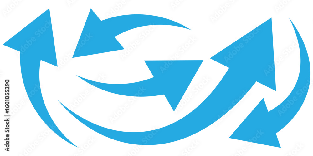 Poster set long blue curve arrow icon vector . blue curve arrow icon set. long arrow icon set. vector illus