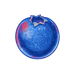 Single Blueberry with Splatter Effect Floating on Transparent Black Background Detailed Close Up of a Vivid Blue Blueberry with Abstract Digital Rendering