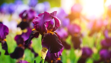 Purple Irises Sunlight  