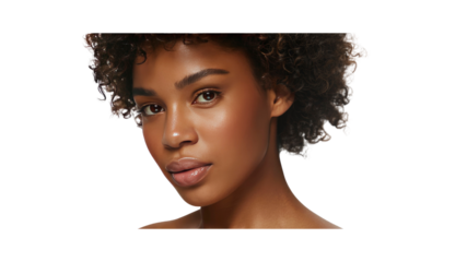 Close-up Portrait of a Young Black Woman with Curly Hair