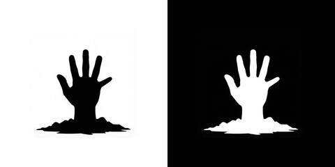 A simple black silhouette icon of a stylized grave hand emerging from the ground.