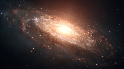 Naklejka premium Stunning Spiral Galaxy in Deep Space with Bright Core and Twinkling Stars, Capturing the Beauty of the Universe
