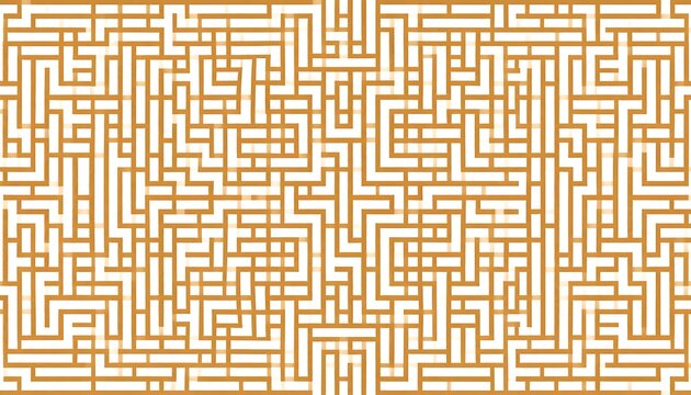 Intricate gold maze pattern on white background