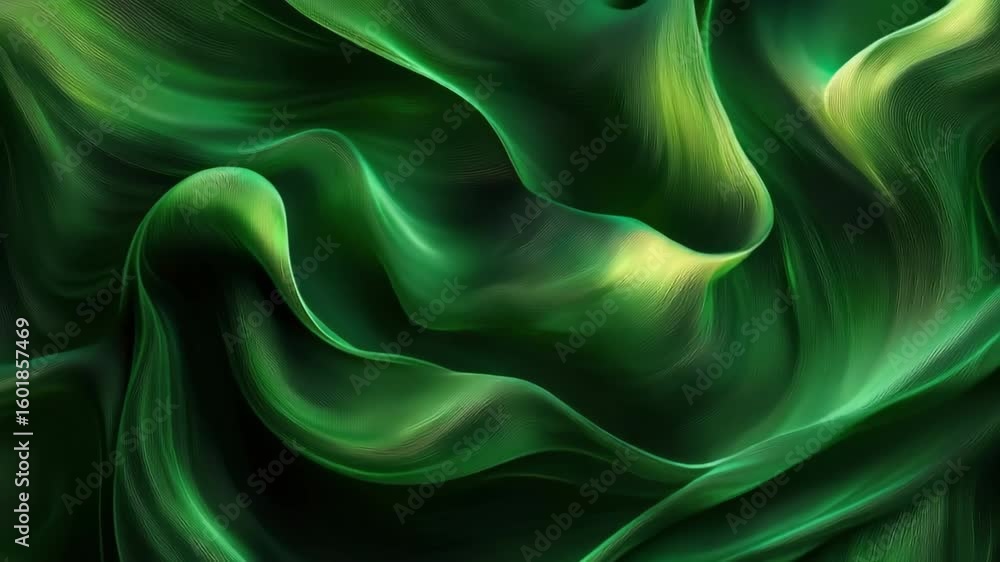 Poster green fabric texture with flowing smooth folds and soft light creating elegant abstract background a