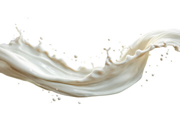 Dynamic Splash of White Milk Isolated on Transparent Background.

