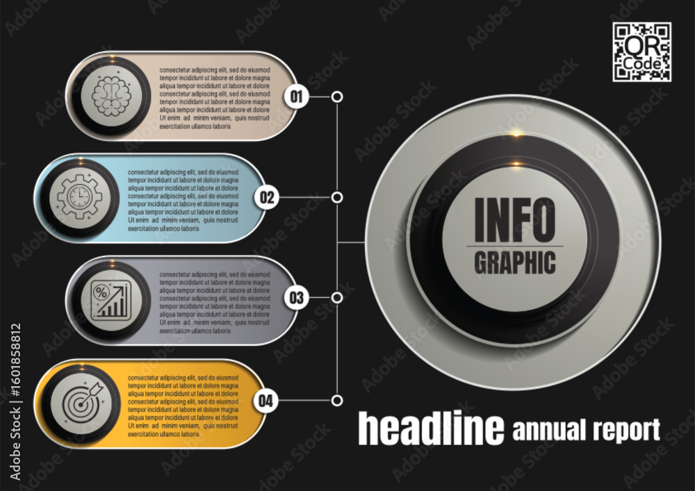 Canvas Prints business timeline infographic with 4 professional steps, easy to edit vector layout for presentation
