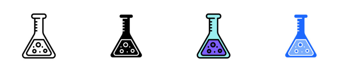 Laboratory Flask  Icon Set Multiple Stlye Collection