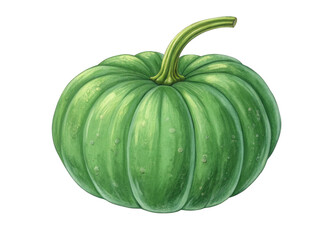 green-pumpkin on a isolated transparent background	
