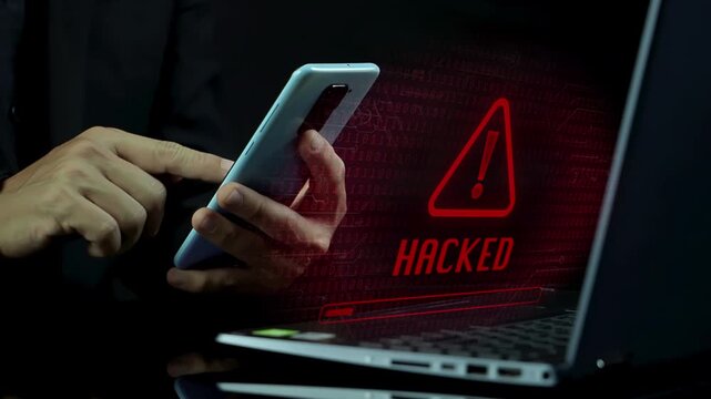 A digital UI animation shows phishing email detection with real-time alert, warning icon, and email metadata scan. Perfect for cybersecurity, email protection, or IT risk content.