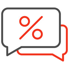 A label icon that directly communicates the existence of a discount measured in percentages such as discount, promo or savings