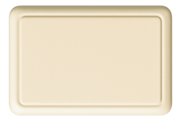 Beige rectangular serving tray with rounded corners and smooth edges on a transparent background