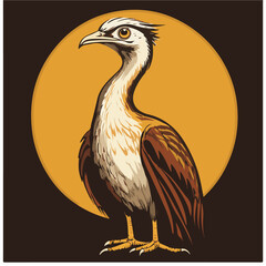 Regal Great Bustard bird emblem, a stylized vector design perfect as a company mascot or modern logo icon.