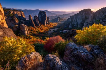 Autumnal Valley Serenity Golden Hour Landscape Scenery