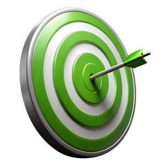 green and white bullseye target with arrow hitting  centre
