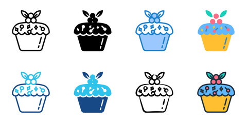 Fruitcake icon set multiple style collection 
