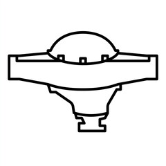 Single automotive part icon with simple outline style, mechanical spare component illustration with bold clean shape and monochrome detail for car repair and garage theme display.