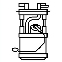 Single automotive part icon with simple outline style, mechanical spare component illustration with bold clean shape and monochrome detail for car repair and garage theme display.