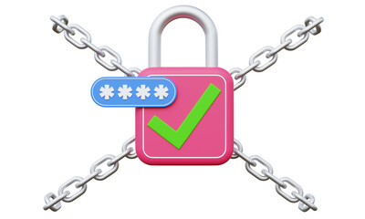 Concept of using password to unlock sensitive data
3D illustration