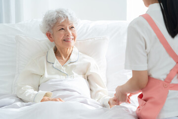 Fototapeta premium シニアの女性と介護福祉士