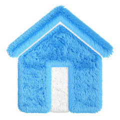Plush home icon 3d rendering isolated on white png