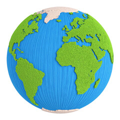 Plush world icon 3d rendering Isolated on white png