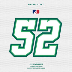 Editable Text Effect Vector of white Jersey back college white Dark Green number team sport printable embroidery Design for club, garment, printing, merchandise, basketball, baseball, football