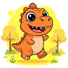 A cute orange dinosaur cartoon illustration