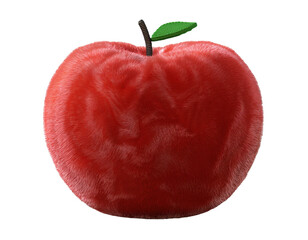 plush apple 3d rendering Isolated on white png