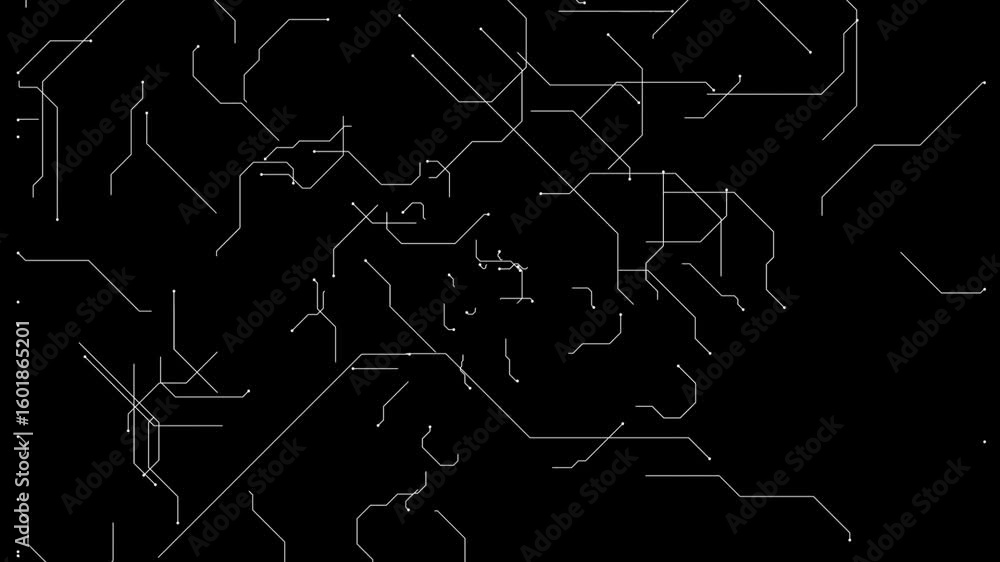 Poster abstract microcircuit tech line animated