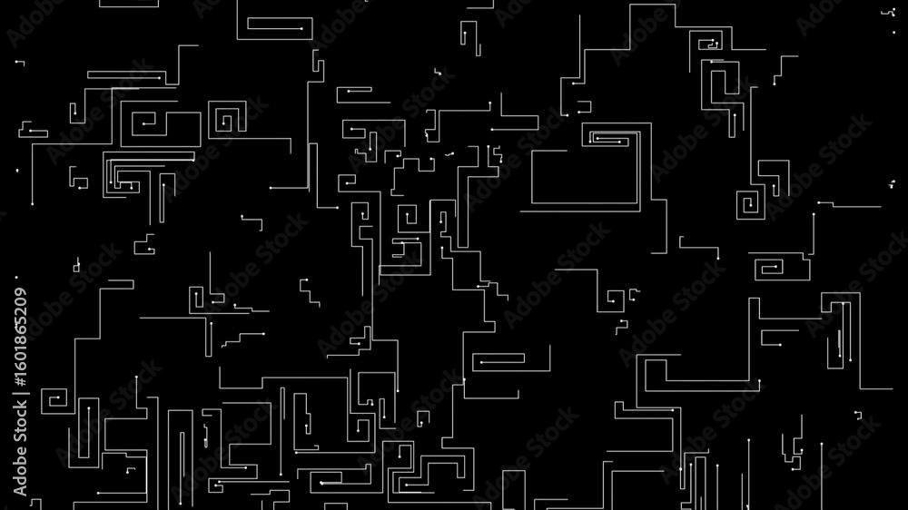 Poster abstract microcircuit tech line animated