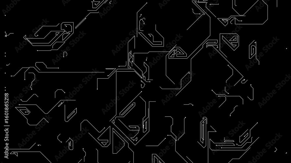 Poster abstract microcircuit tech line animated