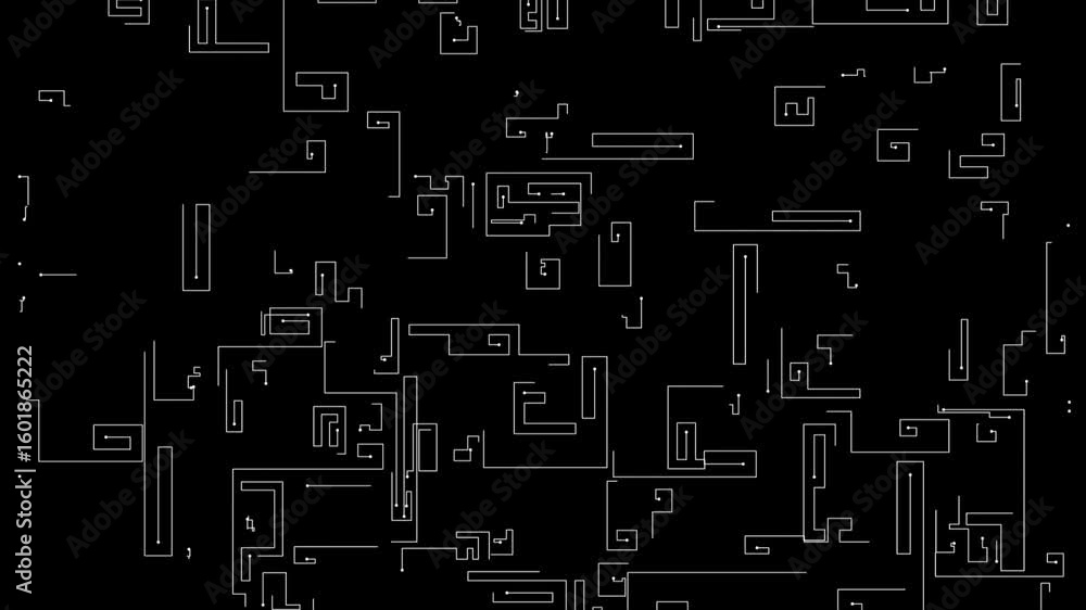 Poster abstract microcircuit tech line animated