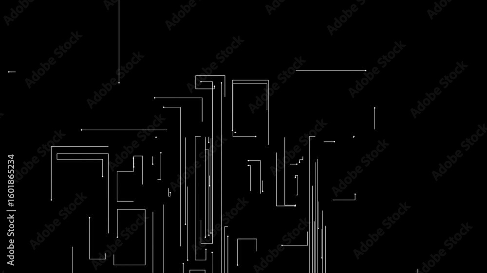 Poster abstract microcircuit tech line animated