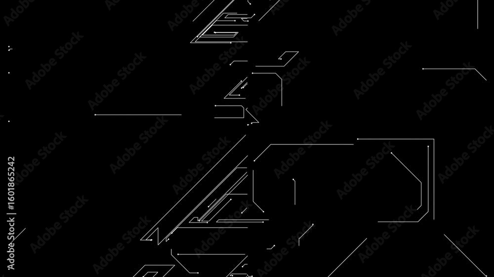 Poster abstract microcircuit tech line animated