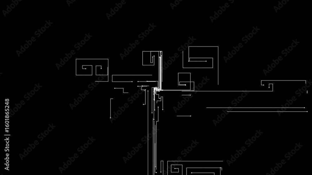 Poster abstract microcircuit tech line animated