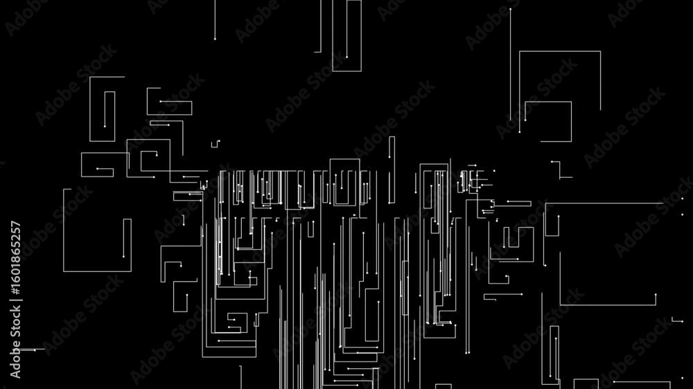 Poster abstract microcircuit tech line animated