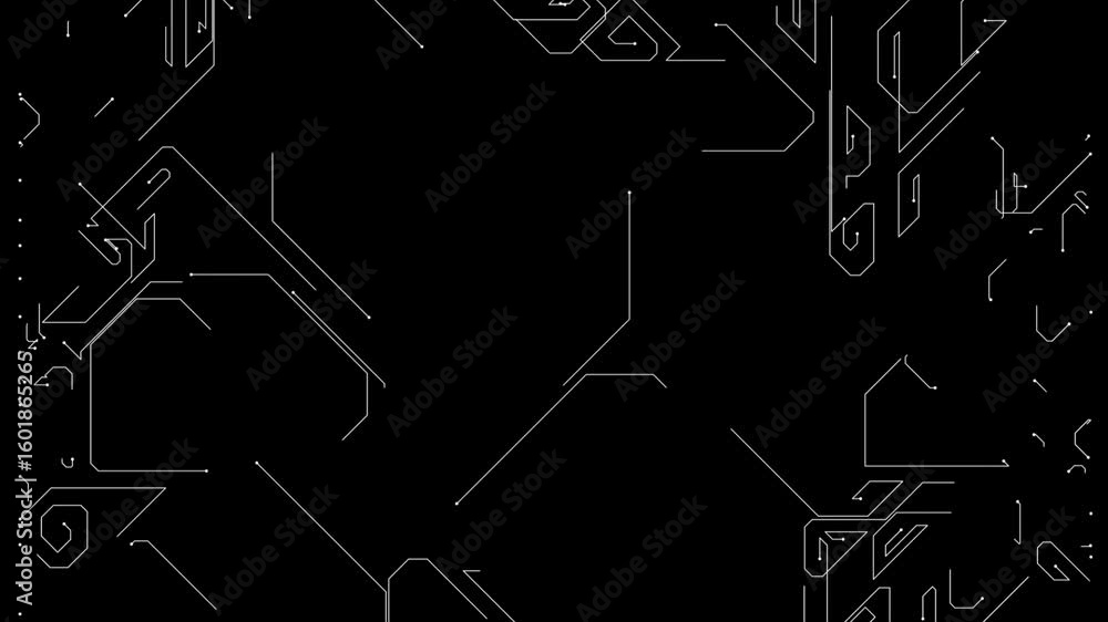 Poster abstract microcircuit tech line animated