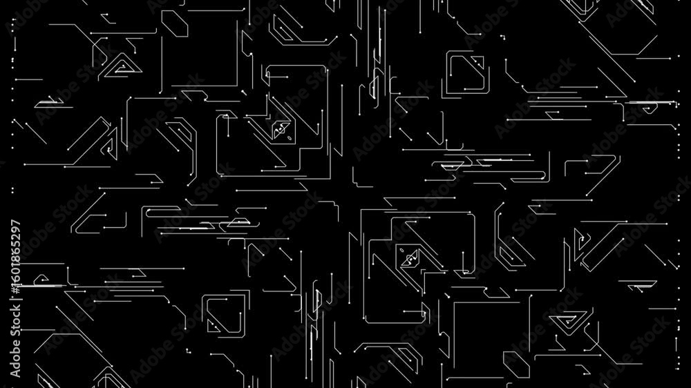 Poster abstract microcircuit tech line animated