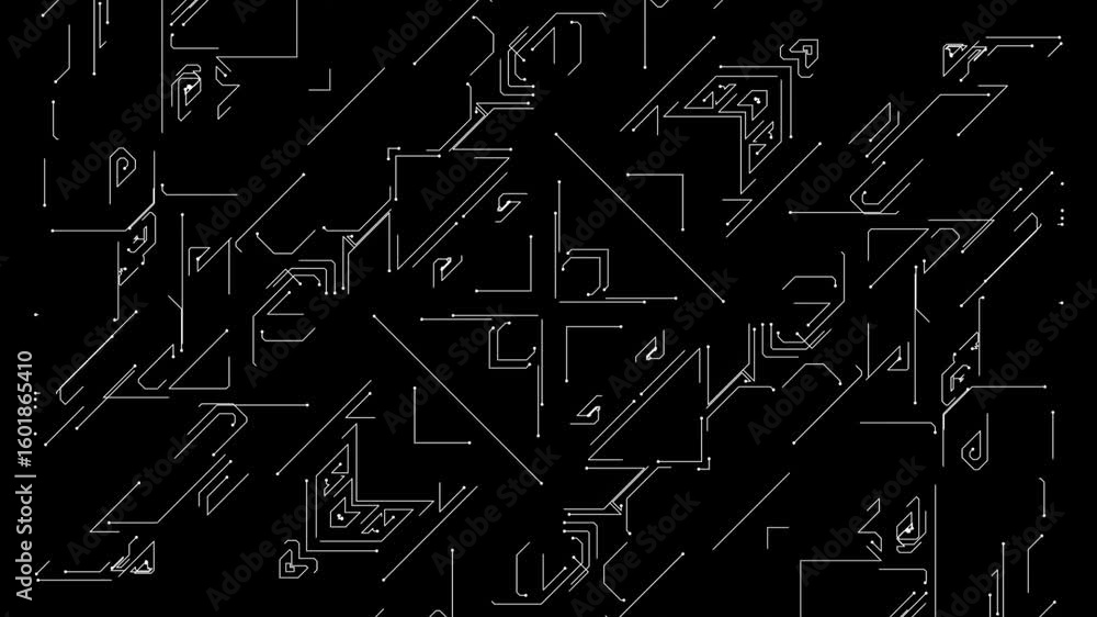 Poster abstract microcircuit tech line animated