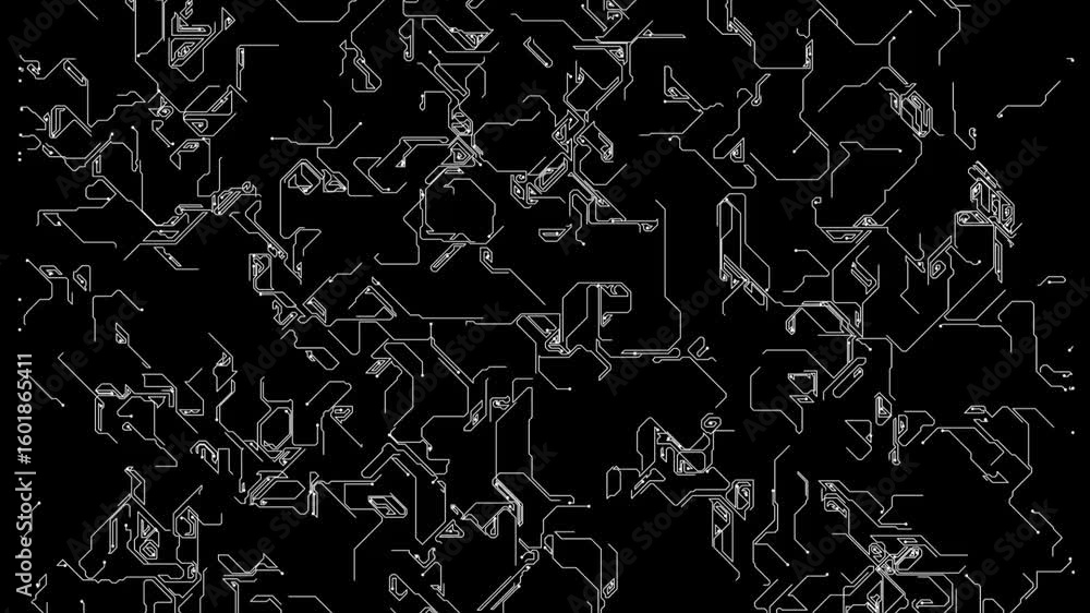 Poster abstract microcircuit tech line animated